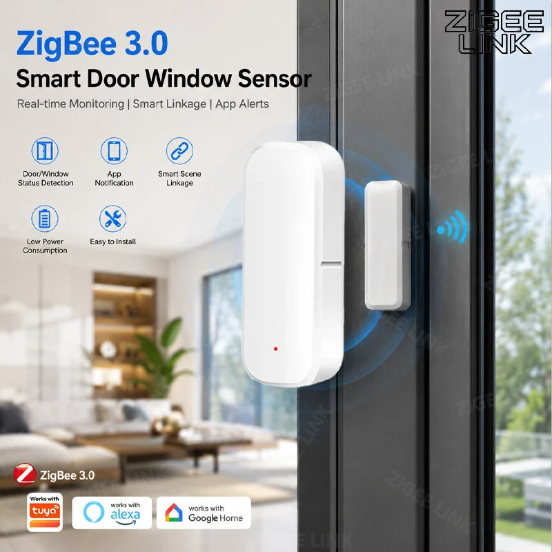 Magnetic Zigbee3.0 Door Window Sensor Anti-Theft Burglar Detector Remote APP Alert Smart Home Security Device Need Zigbee Hub Vue Default Title