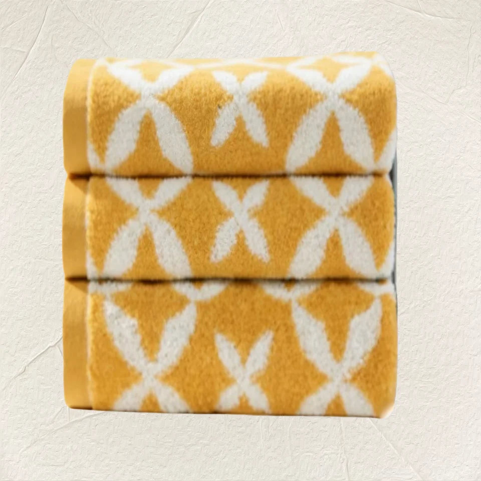 3 Pure Cotton Jacquard Towels, Highly Absorbent, Household Bath Towels, Face Towels, Thick and Absorbent, Luxurious, Bathroom Gifts, Sports Towels Vue 3 Yellow Towels 34X34Cm