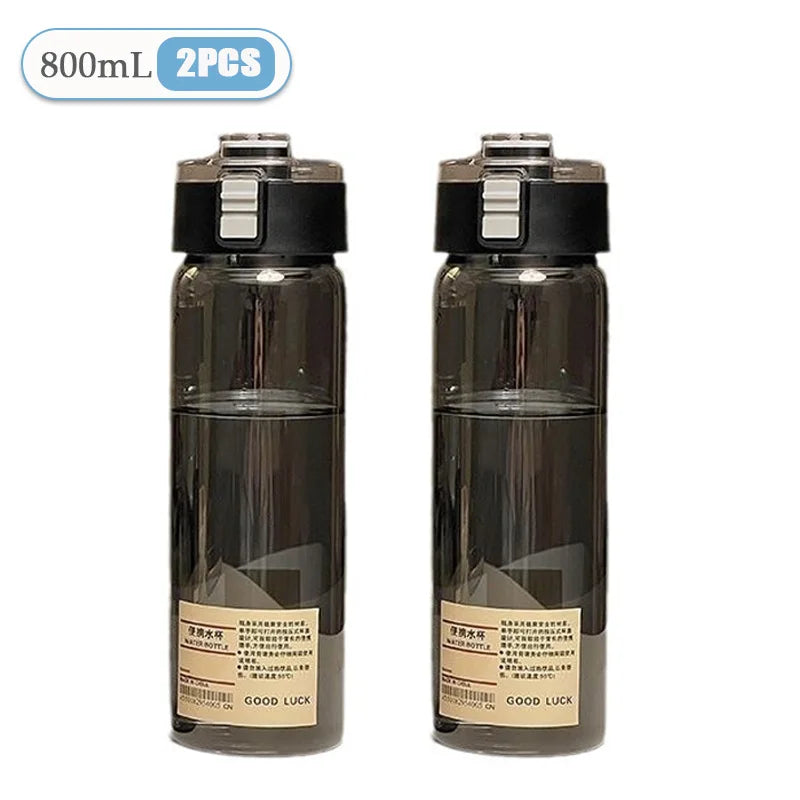 350/550/800ml Portable Plastic Water Cup Heat Resistant Simple Design for Students School Outdoor Travel Reusable Drinkware Vue Black-800ml-2PCS