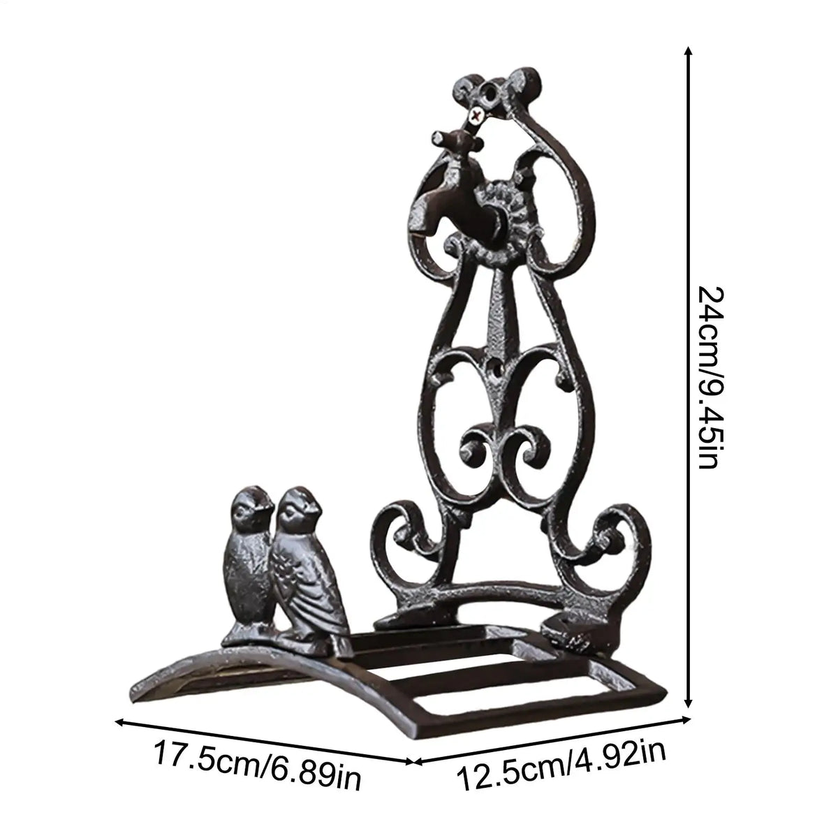 Iron Bird Design Vintage Wall Mount Water Hose Holder Rack for Indoor Courtyard Garden Patio Deck Fence House Vue