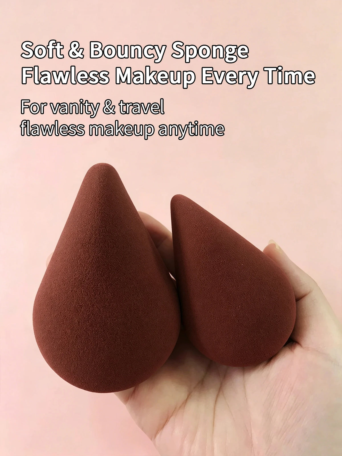 1/3/4pcs Brown Makeup Sponge Set, Super Soft Wet & Dry Dual-Use Foundation Puff, Travel Essentials Cheap Bulk Beauty Tools Vue