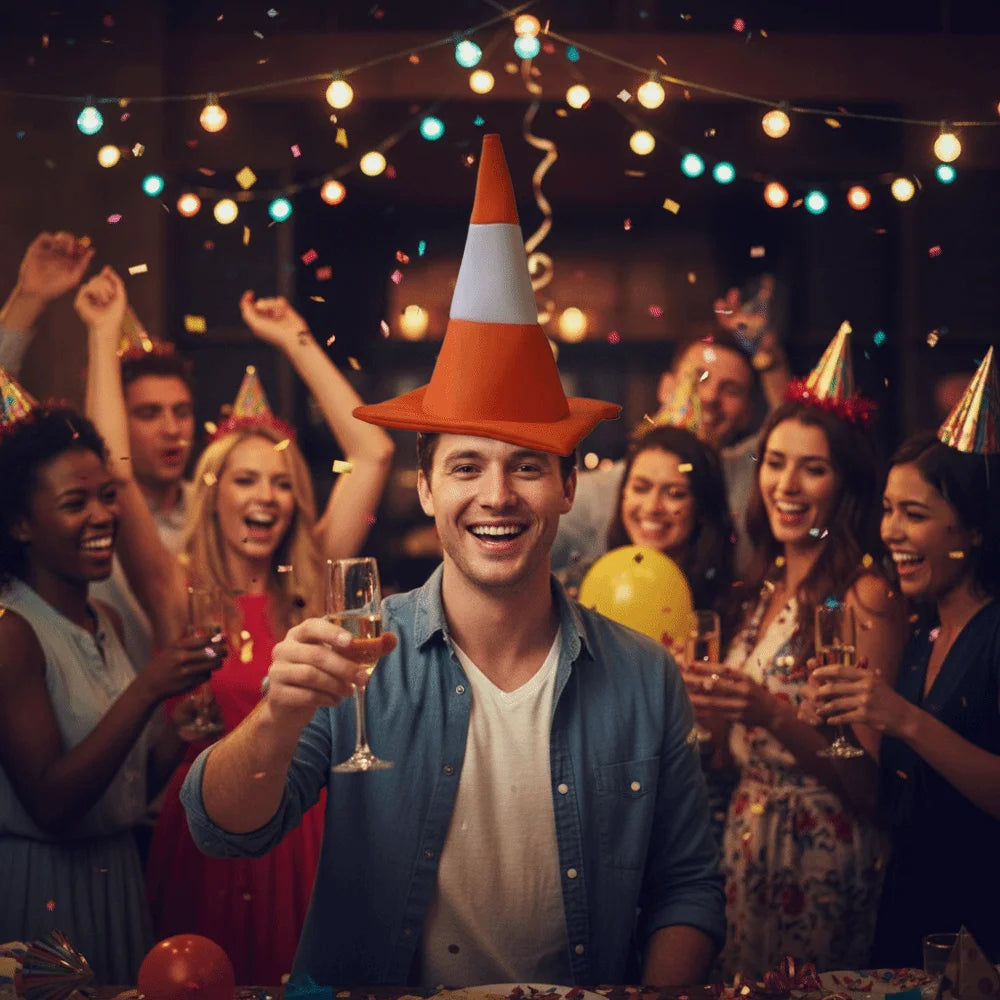 Funny Foldable Traffic Cone Hat All Age Masquerade Stage Hat Role Play Dress Up Party Headgear Show Party Vue