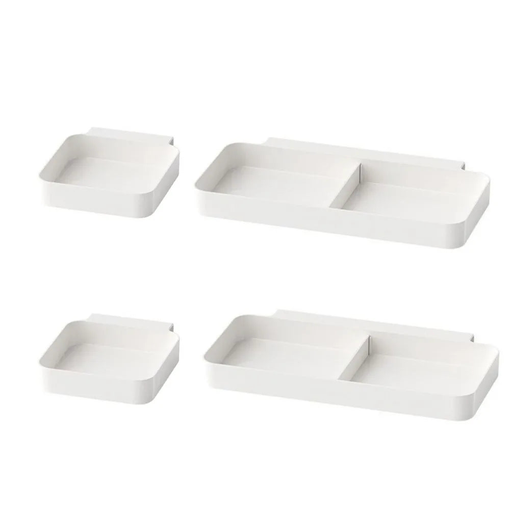 4PCS Plastic Hanging Storage Box Wall Mounted with Dividers Cosmetics Storage Box Space Saving Stationery Storage Box Vue 4 Pieces
