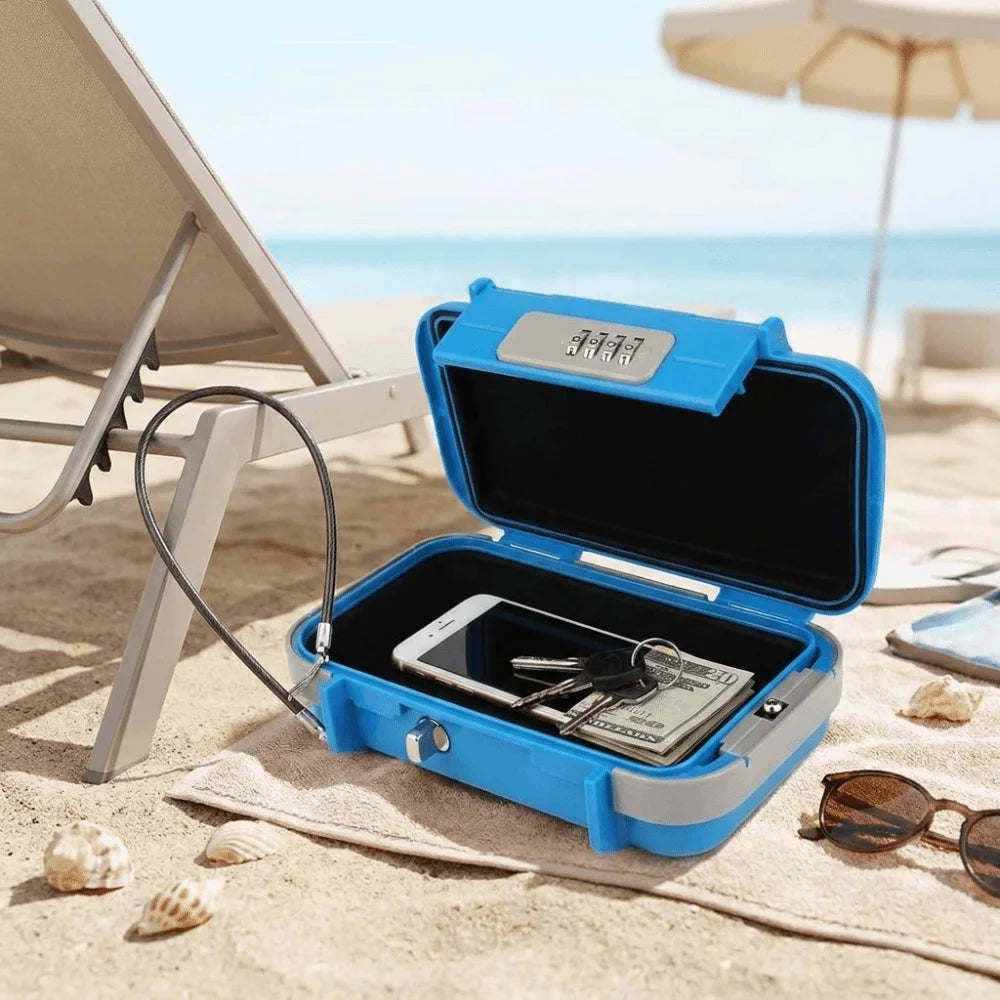 4-Digit Combination Combination Lock Box Solid ABS Material Detachable Steel Wire Storage Box Water Resistance Vue