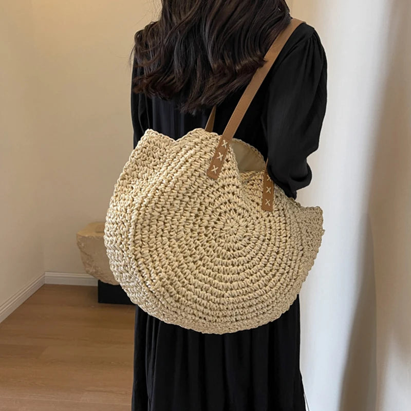 Fashion Large Capacity Handmade Straw Handbag Women Holiday Beach