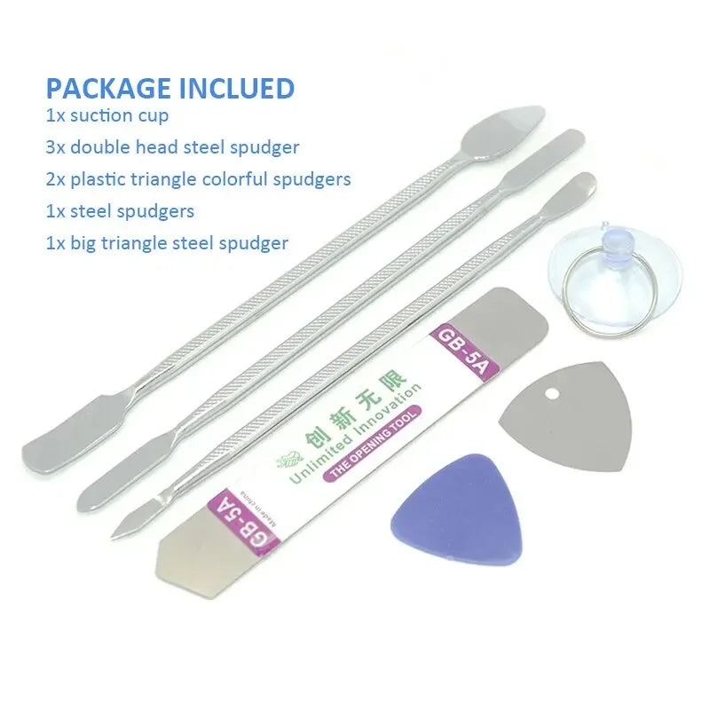 8 In 1 Mobile Phone Repair Metal Spudger Prying Tool Kits Opening Repair for iPhone Samsung Smartphone Laptop Tablet Hand Tools Vue