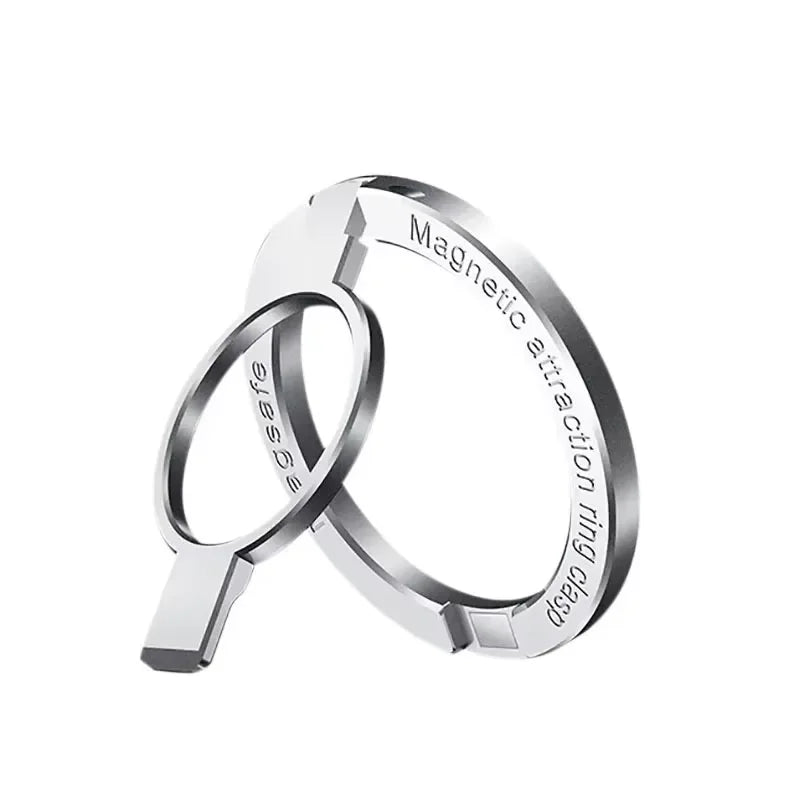 Magnetic Cell Phone Ring Holder Mobile Phone Bracket Removable Cell Phone Kickstand for MagSafe iPhone 17 16 15 Samsung Xiaomi Vue Type 2 Sliver
