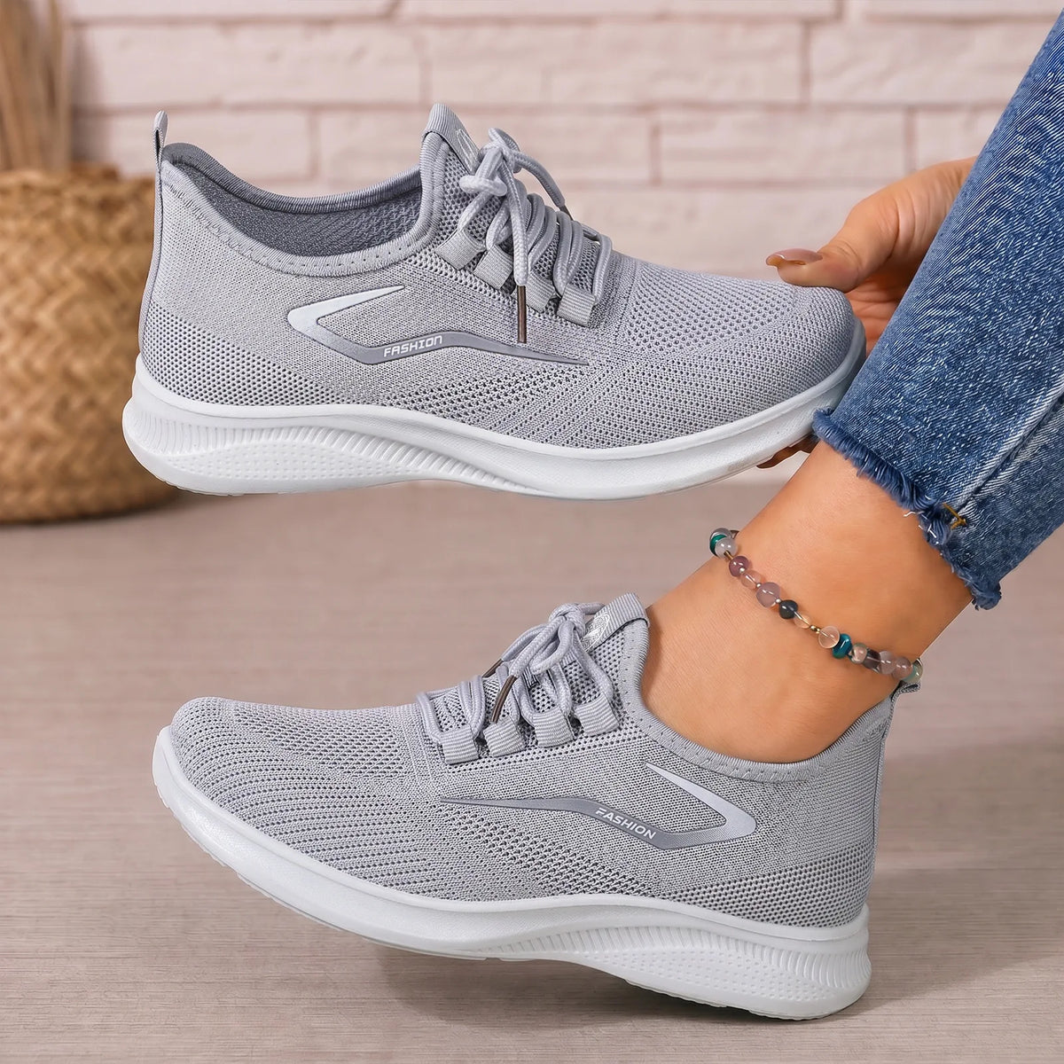 Women's Breathable Mesh Flat Casual Walking Shoes Casual Flat Shoes Vue