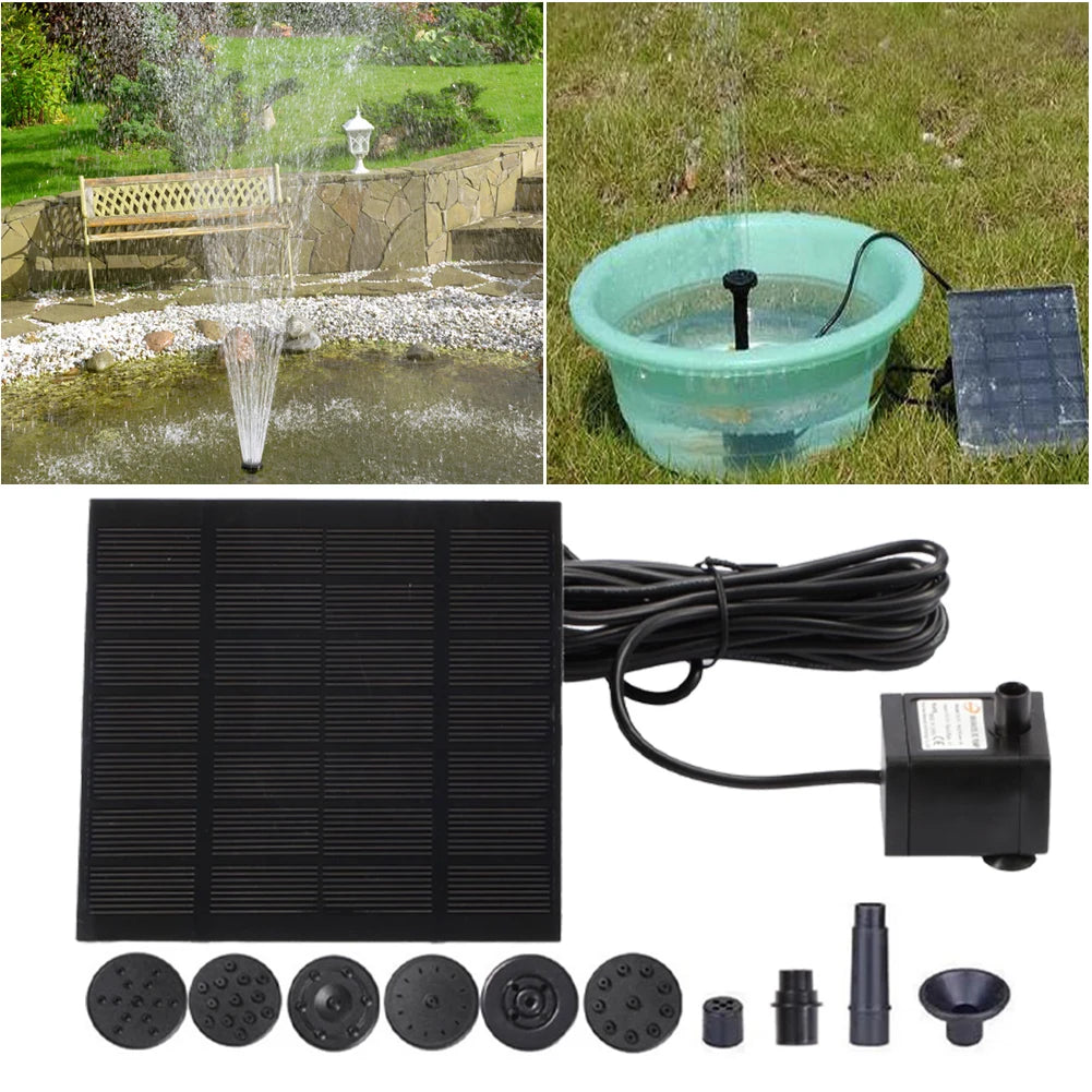 1.2W Solar Fountain Pump | 6 Nozzles, 200L/h, 110cm Lift Solar Fountain Pump Vue