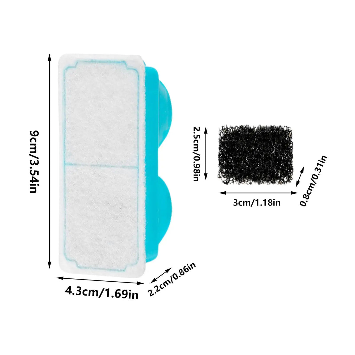 Cat Water Fountain Filter Replacement, Odor Remover with Sponge, Compatible with Most Pet Drinking Dispensers for Fresh Water Vue