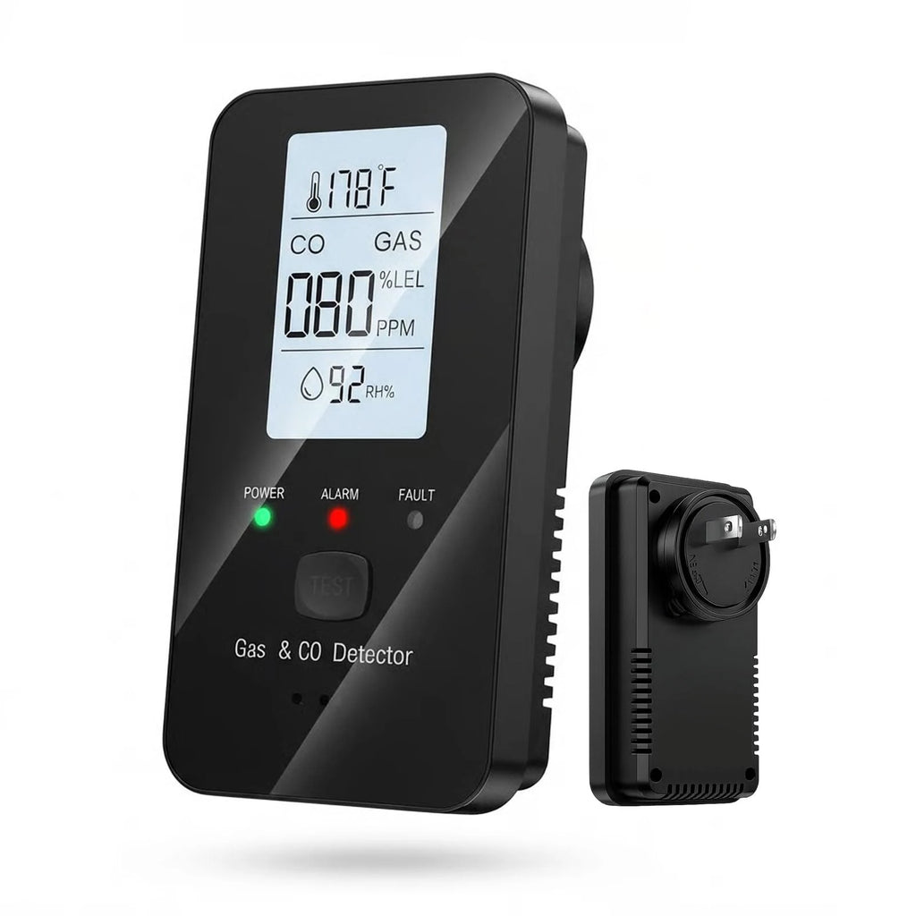 4-in-1 Gas & CO Detector with LCD, Temp & Humidity Display Gas & CO Detector Vue
