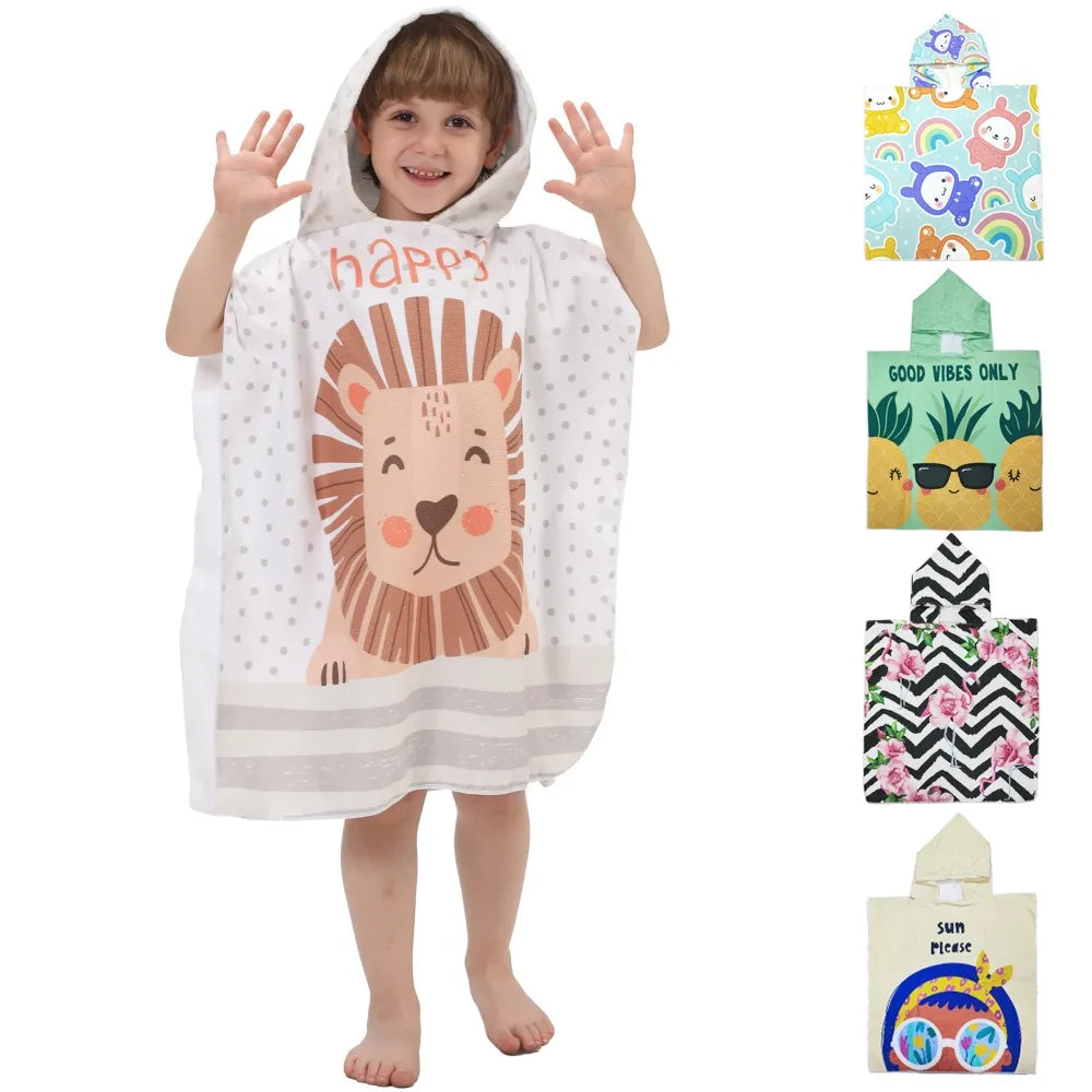 Microfiber Children's Bath Towel Printed Large Bathrobe Baby Beach Swimming Portable Absorbent Beach Towel Vue