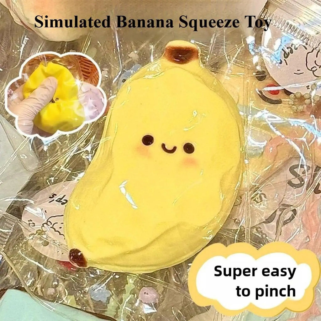9x6cm Slow Rising Banana Squeeze Toy Stress Relief Fidget Ball for Kids Toddler Teens Classroom Prize Party Favors Home Travel Vue