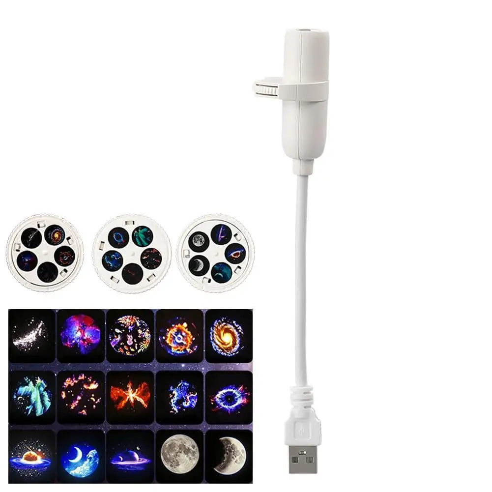 Multiple Galaxy Starry Sky Projection Light Creative 360° Angle Adjustable USB LED Night Light Home Bedroom Car Atmosphere Light Vue 3pcs