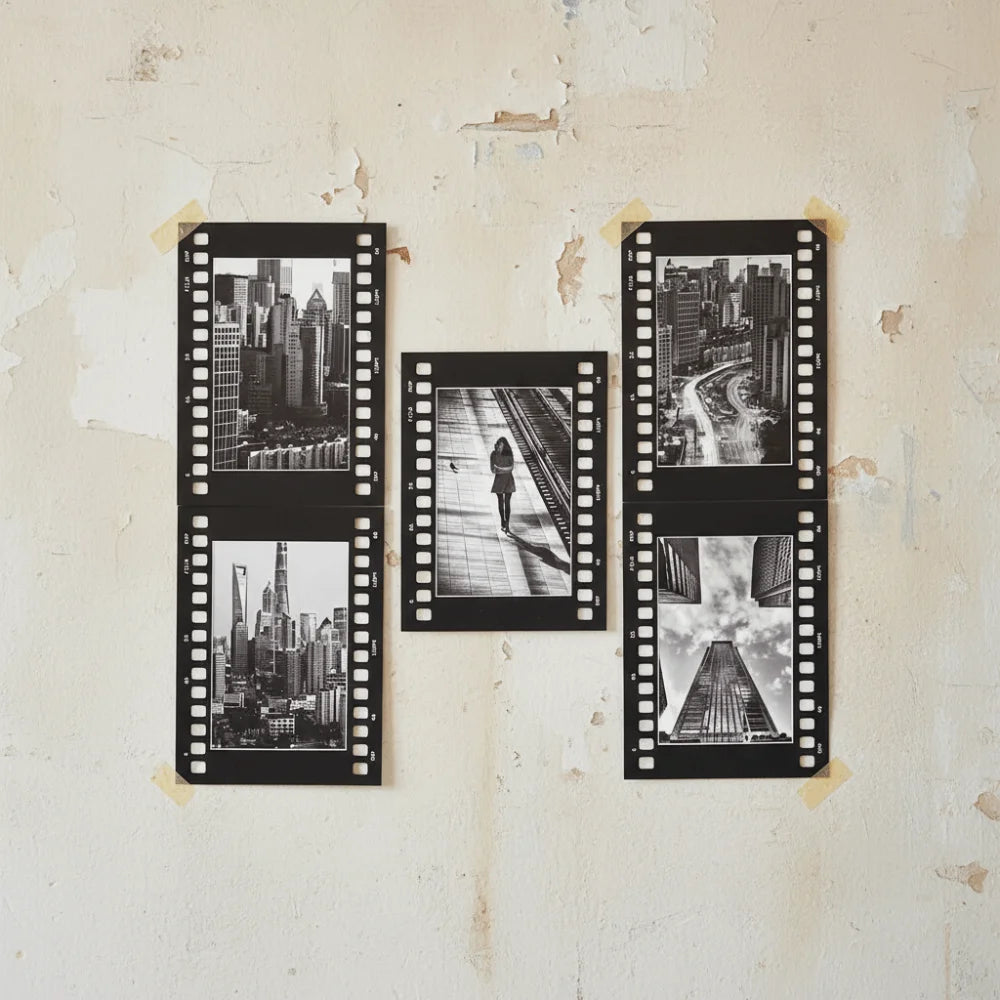 5PCS Wall Art Retro Movie Film Frame Square Handmade Photography Frame 6 in/7 in Collage Frame Photo Display Vue
