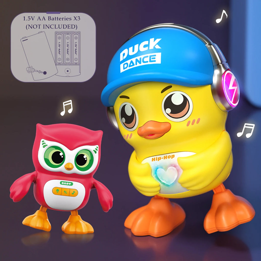 Cute Animals Electronic Toy, Owl Duck Pet with Music Light Dancing Adjustable Volume Moving Robot Mode for Children Vue