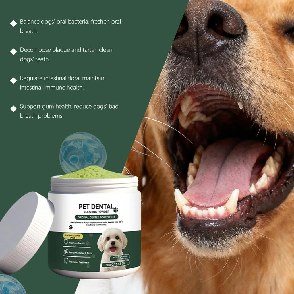 100g Home Dog Powder For Teeth Natural No Brushing Cleaner Pet Tooth Clean Powder For Dog For Puppy Kitten Small Large Breeds Vue