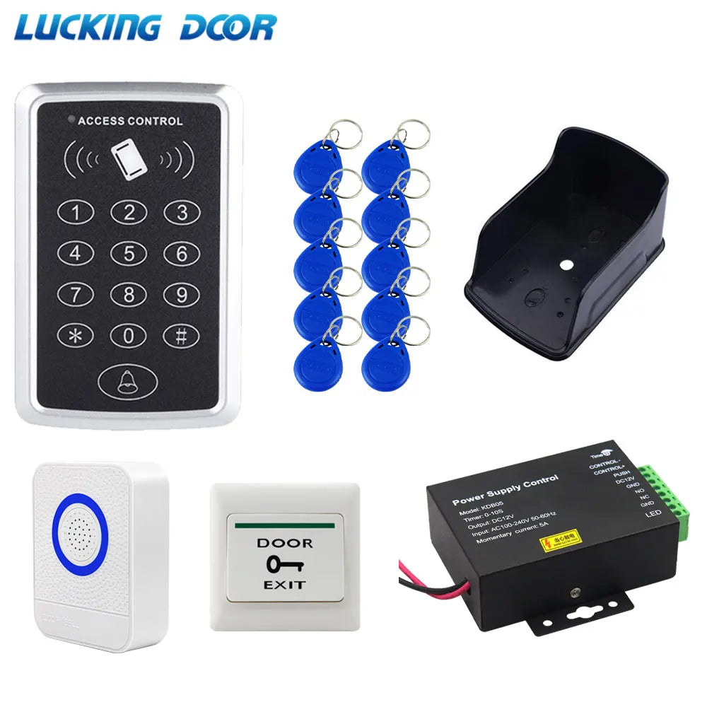 125kHz RFID Access Control System Kit with Electric Maglock, 12V/5A Power, NO/NC Lock Support, Exit Button & Complete Door Chime Vue