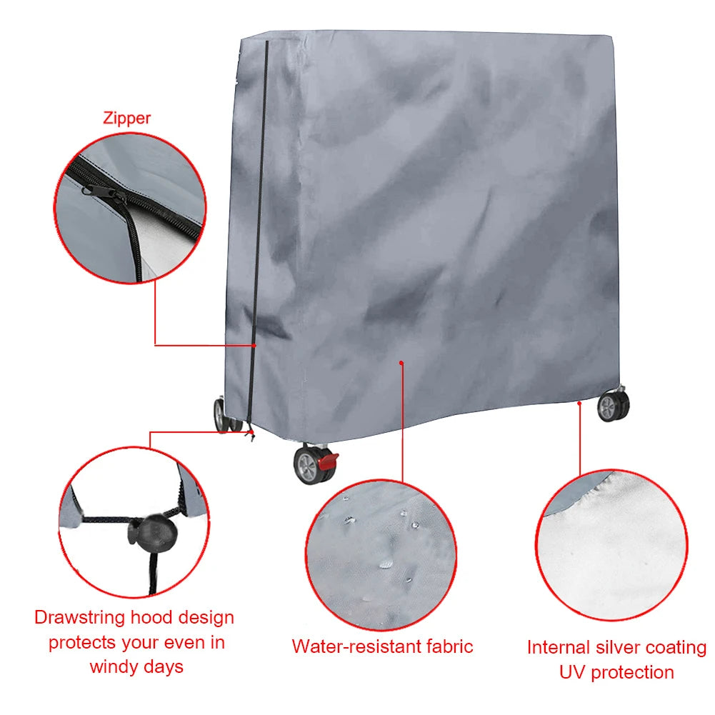 210D Oxford Fabric Ping Pong Table Storage Cover Dustproof Table Tennis Table Protector Cover Zipper for All Weather Protection Vue