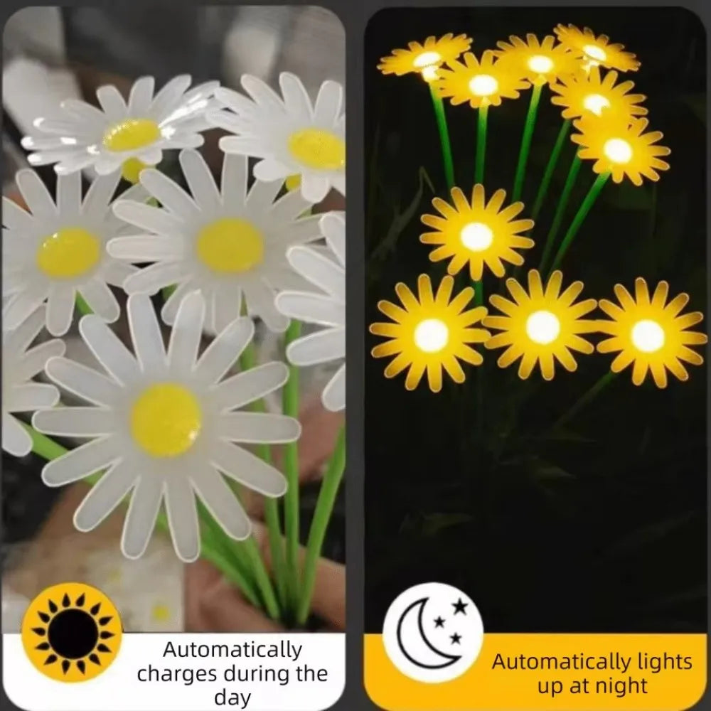 6LED Outdoor Solar Daisy String Lights, Waterproof Chrysanthemum LED Ground Lamps for Aesthetic Courtyard Garden Yard Decor Vue