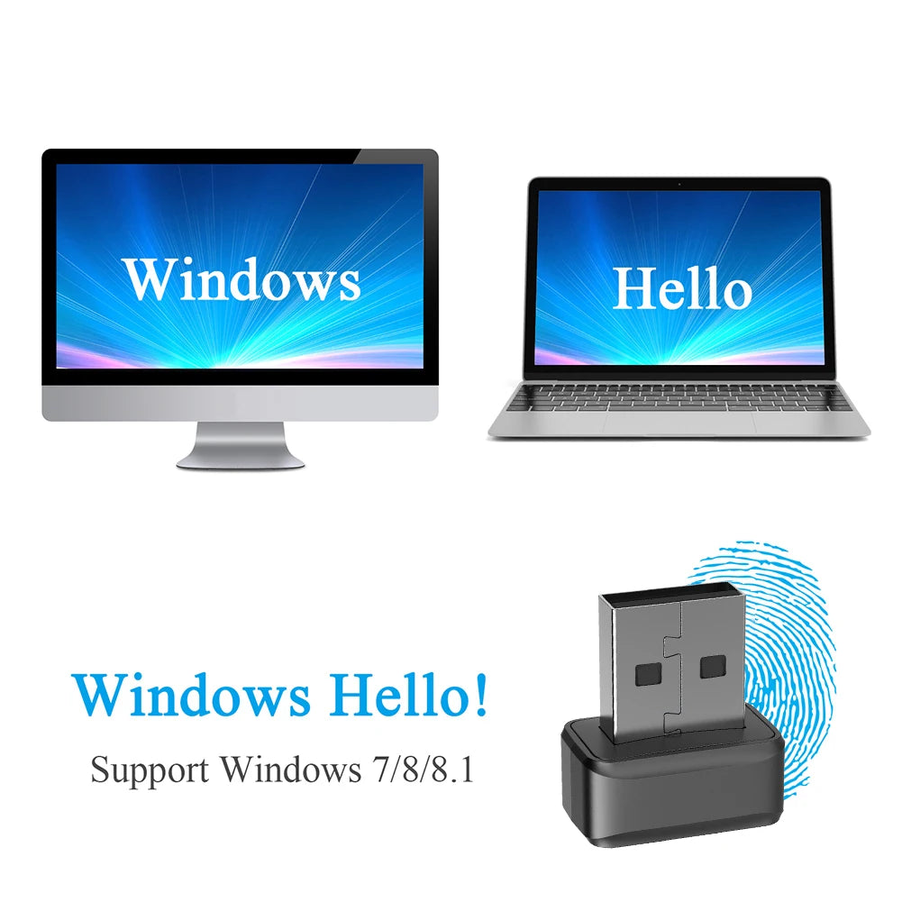 USB Fingerprint Reader FIDO U2F Windows Hello 360° Scanner Biometric Fingerprint Reader Vue