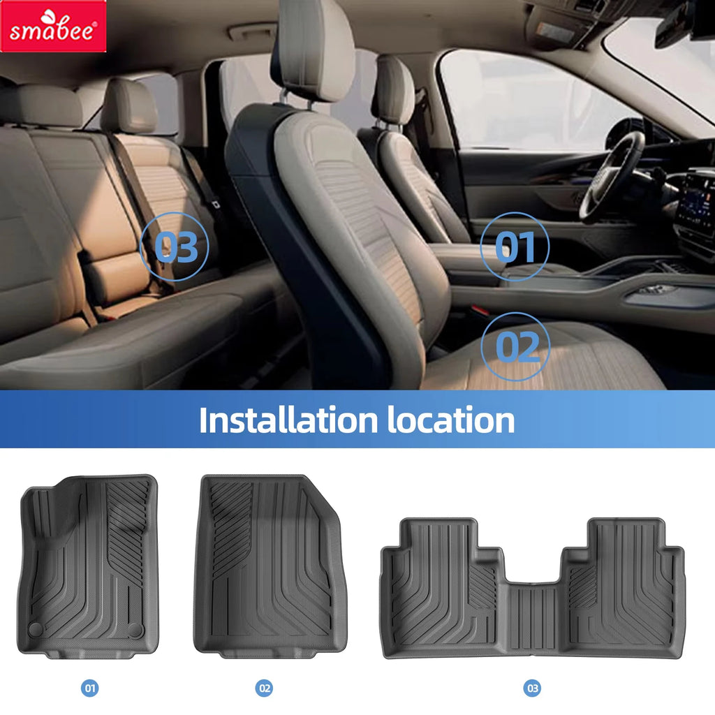  Smabee Left Drive for Lincoln Nautilus 2024 -2026 All-weather Floor Mats Cargo Trunk Pad Backrest Liner TPE Car Accessories Vue