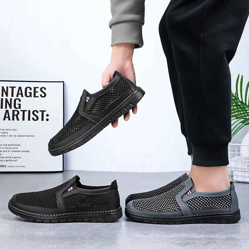 Men's Mesh Breathable Slip-On Flat Shoes | Sizes 39–47 Men's Slip-On Shoes Vue