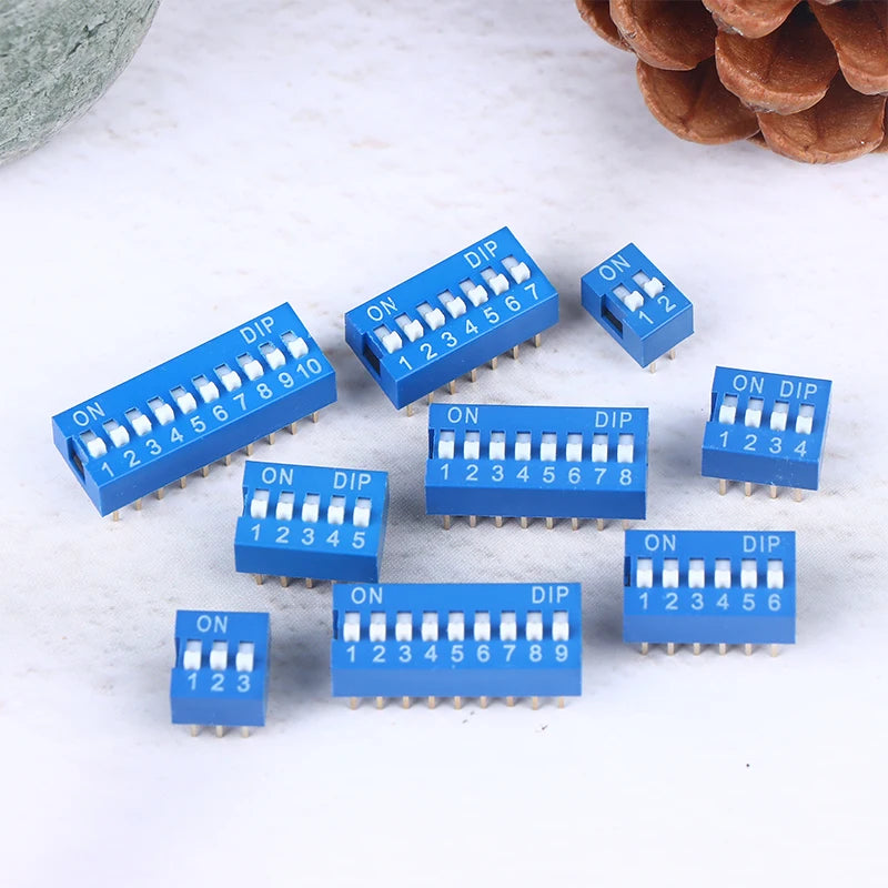 10Pcs Slide Type Switch Module 1 2 3 4 5 6 7 8 10Pin DIP Switch Kit 2.54mm Toggle Switch Blue Snap Switches Vue