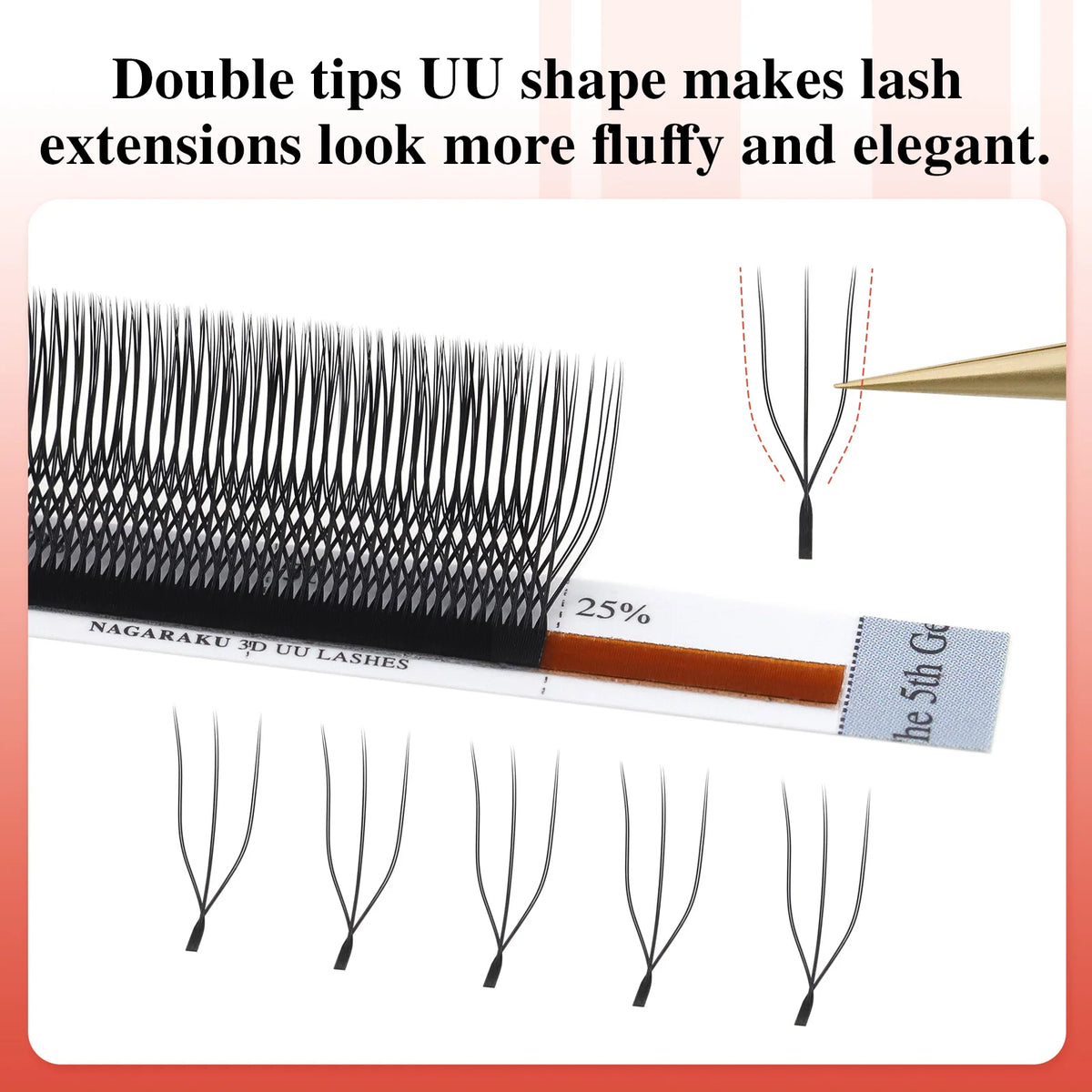 NAGARAKU Double U Shape 3D UU Soft Light Natural Eyelash Extensions Fluffy Mink Faux Fur Parallel Makeup Supplies Vue