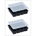 2pcs 4-Slot Large Rectangle Silicone Ice Cube Tray with Lid, Easy To Release, for Home and Commercial Use, Whiskey Ice Cube Mold Vue 2pcs