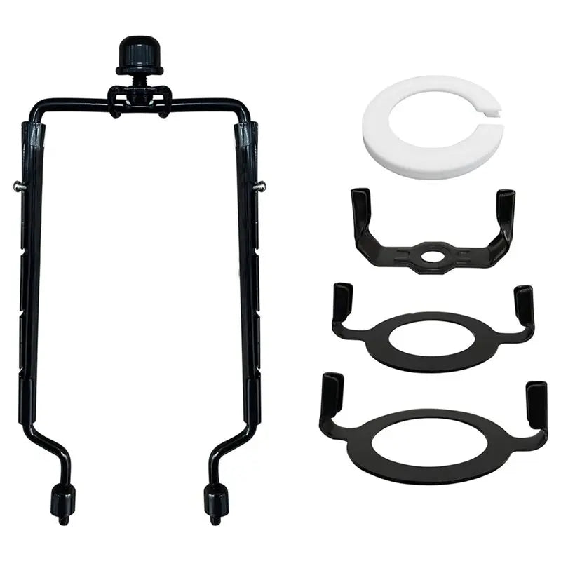 ABKW-3Pcs 7Inch Lamp Shade Harp Holder Adjustable Lamp Harp Kit E14,E26,E27 Light Base Adapter Black Horn Frame Vue