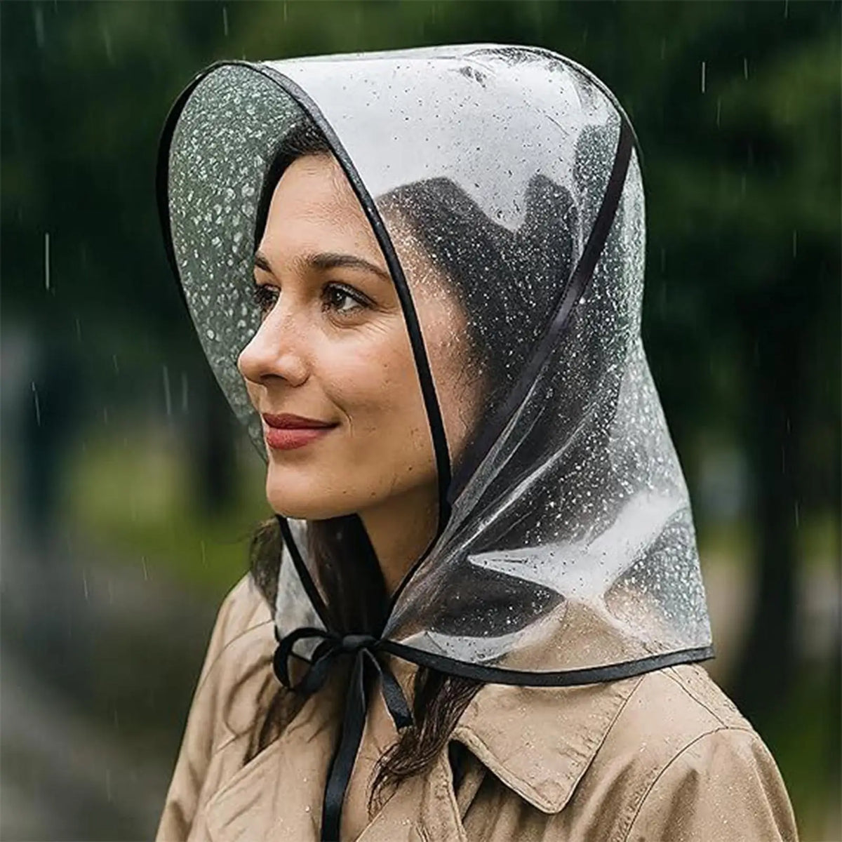 115x33cm Women Clear Rain Hat Reusable Transparent Rain Caps With Visor Brim, Waterproof Portable Headwear For Travel Outdoor Vue