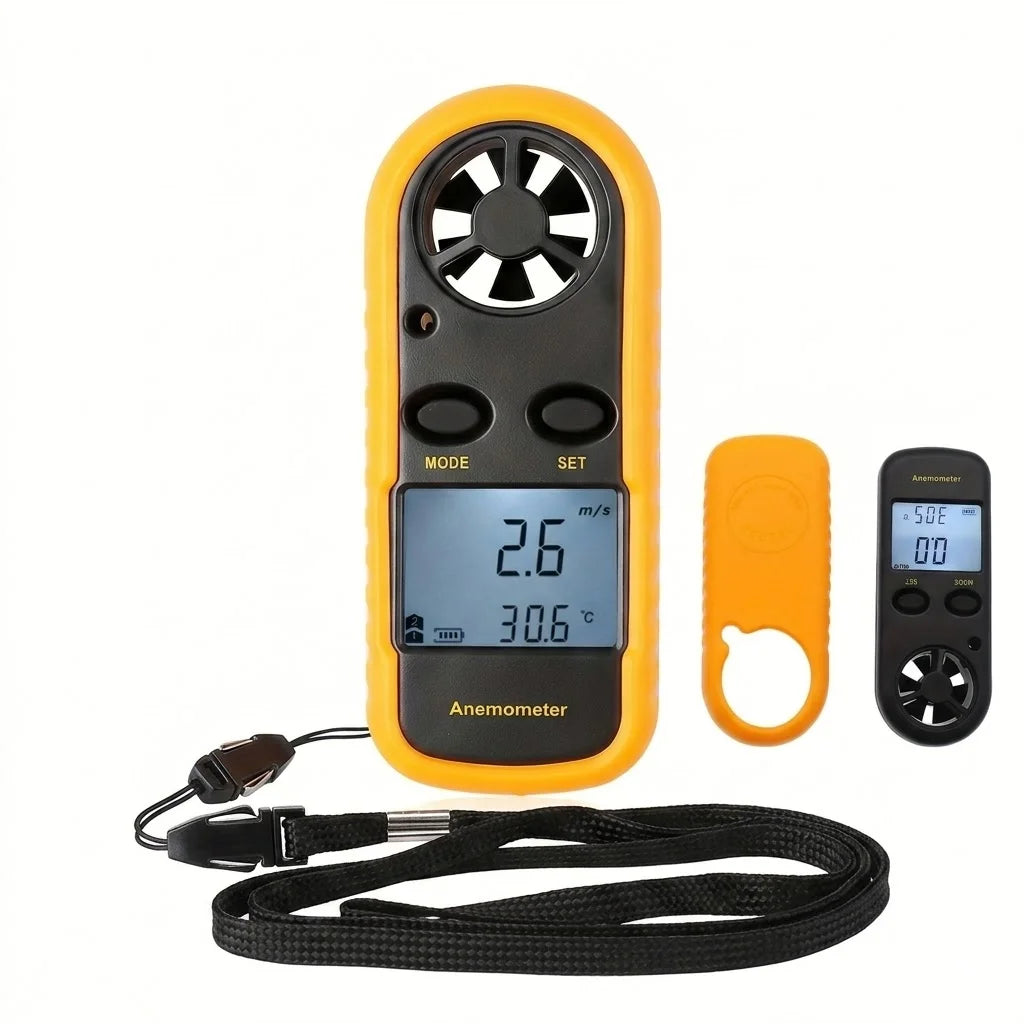Mini Wind Speed Meter Digital Anemometer 0-30m/s Air Velocity Airflow -10°C ~ 45°C Temperature Tester with LCD Backlight Lanyard Vue