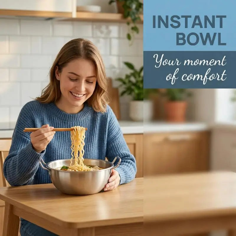 201 Stainless Steel Salad Bowl Melting Boiling Pot Instant Noodle Bowl Korean Rice Wine Bowl With Double-ear Handle Snack Basket Vue