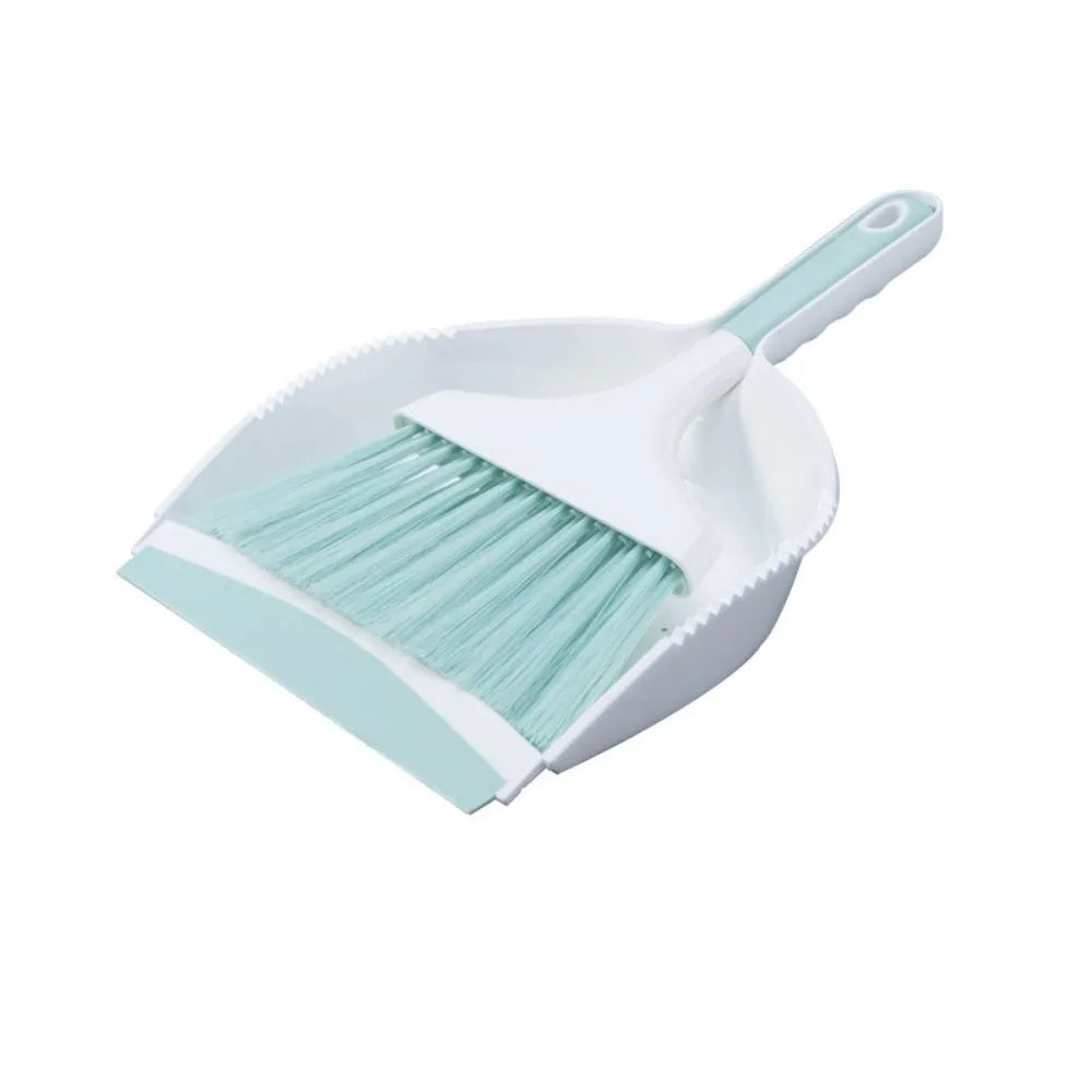 Handheld Mini Dustpan and Brush Set Compact Flexible Cleaning Brush Set Ergonomic Durable Handheld Sweeping Brush Vue Green