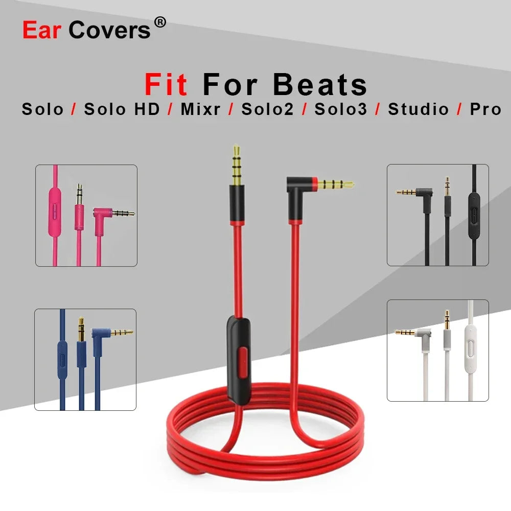 Aux Cable For Beats Solo/Solo HD/Mixr/Solo2/Solo3/Studio/Pro Heaset Replacement 3.5mm Jack AUX-Cable Vue