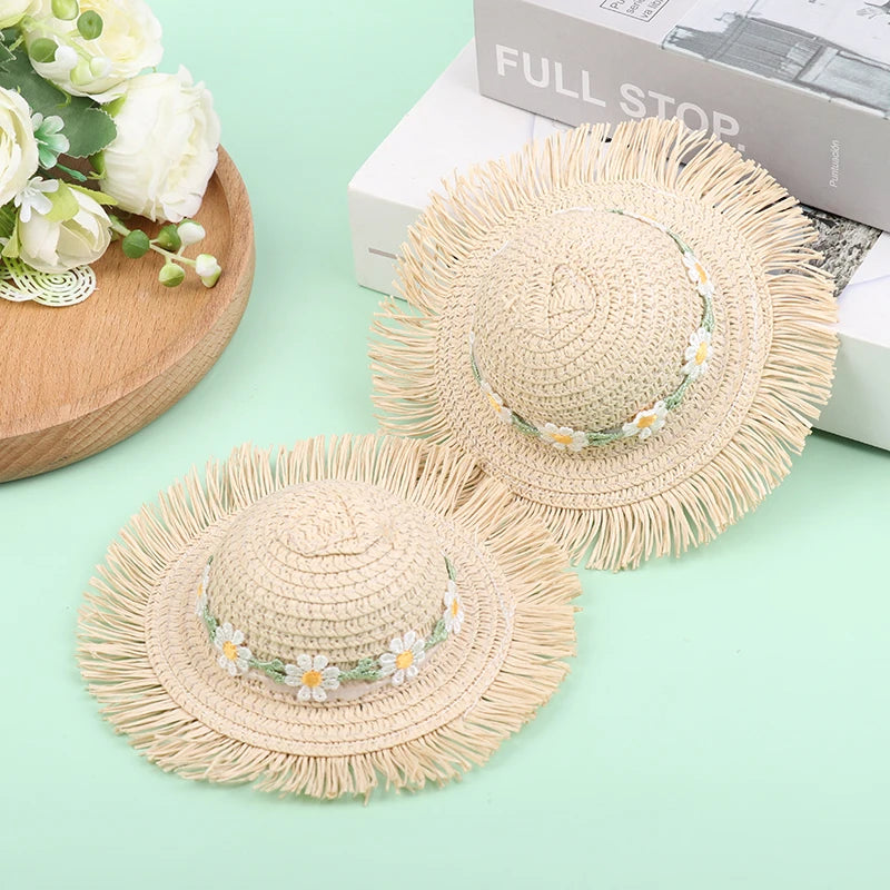 Dollhouse Handmade Daisy Hat Sun Cap For 1/6 Doll Accessories Doll Cute Hat With Bow Decoration Doll Hat Children's Toy Gift Vue