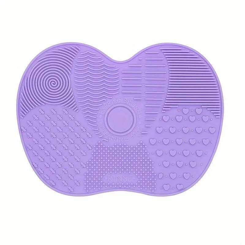 Makeup Brush Makeup Brush Cleaning Apple Shaped Cleaning Pad-Efficient &Mat With Suction Cup Portable & Reusable Silicone Vue M6 Purple 1Pcs