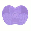 Makeup Brush Makeup Brush Cleaning Apple Shaped Cleaning Pad-Efficient &Mat With Suction Cup Portable & Reusable Silicone Vue M6 Purple 1Pcs