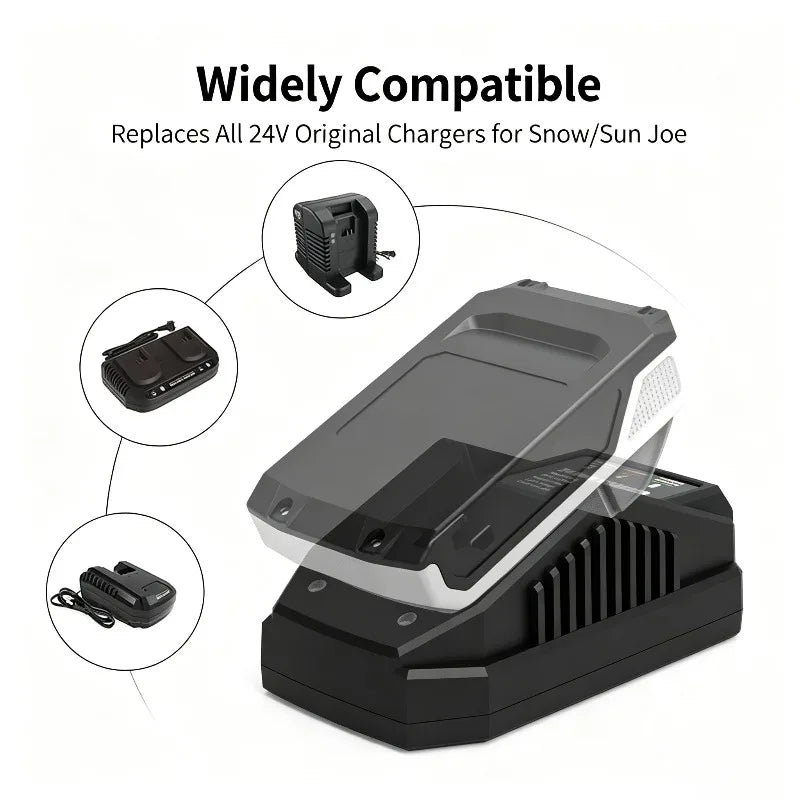 Portable Lithium Battery Fast Charger Compatible with For SNOW JOE 24V Lithium Batteries Fast-charging Dock Replacement Charger Vue