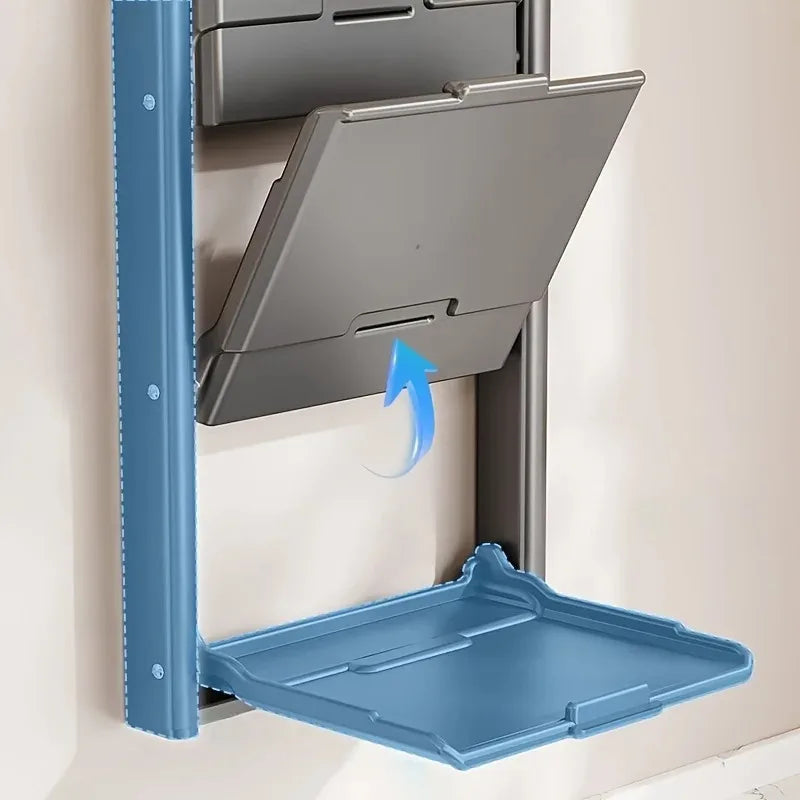 Foldable Wall Mounted Bathroom Organizer Shelf Punch-Free Aluminum Storage Rack for Towels Cosmetics Kitchen Bathroom Multi-Tier Vue