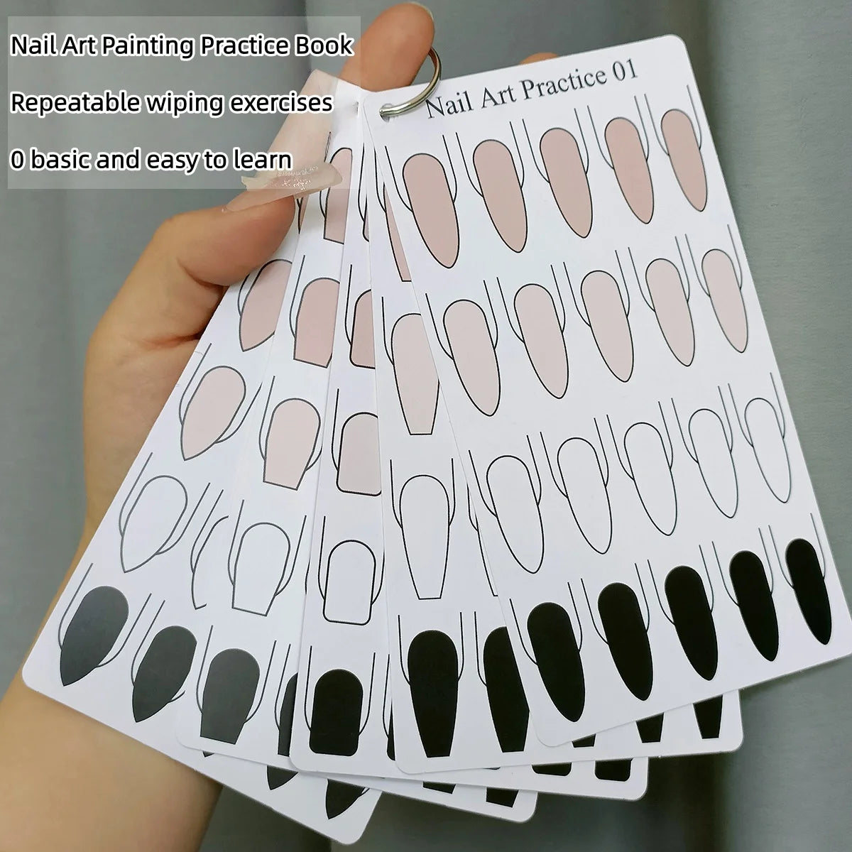 Nail Art Practice Card PVC 10 Waterproof Beginner Nail Training and Learning Practice Card Vue