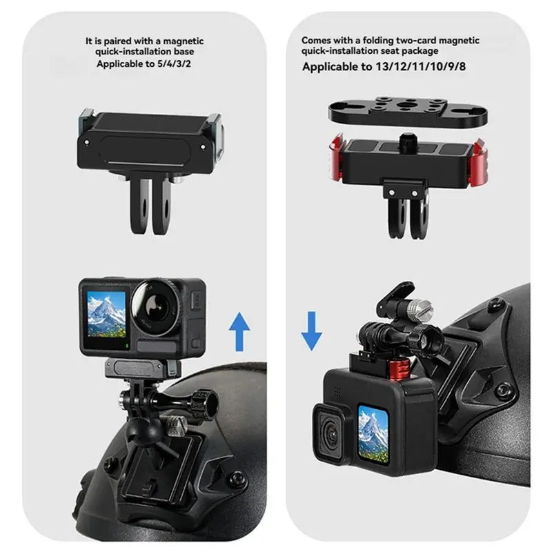 Hot-Helmet Fix Mount Base For FAST Helmet 3-Head Helmet Quick Release Base Adapter For Gopro 13 12/DJI ACTION 5/4/ Vue
