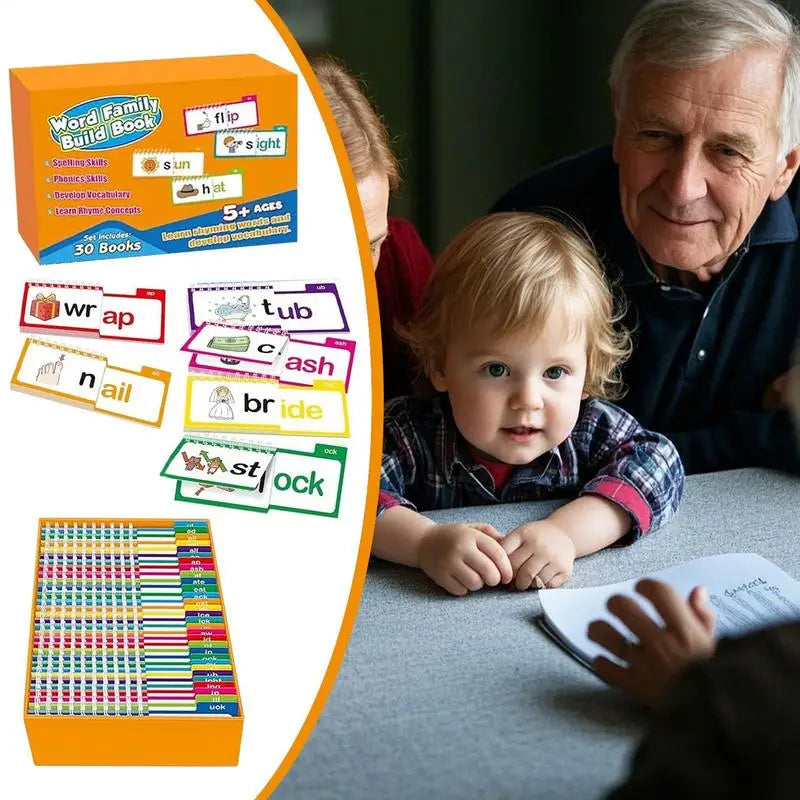 30 Read & Rhyme Flip Books – Word Family Flash Cards Set Phonics Flip Book Set Vue