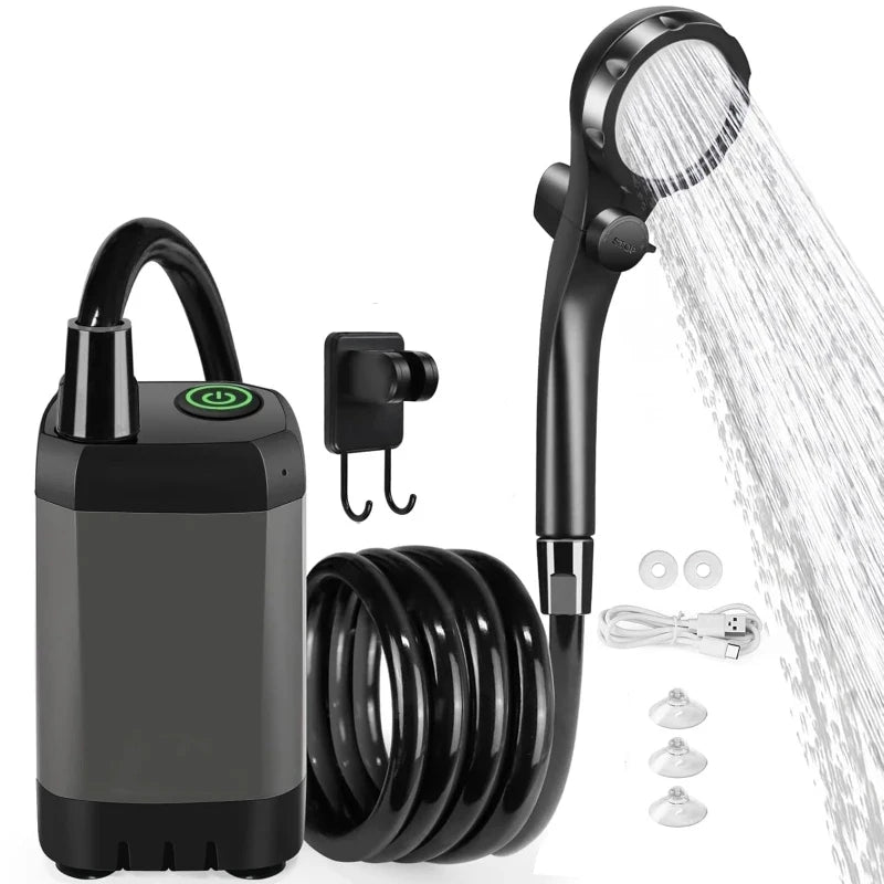 Portable Camping Shower Equipment 6000mAh Rechargeable LED Display Screen Outdoor Simple Electric Mobile Shower Set Vue Only Shower Set