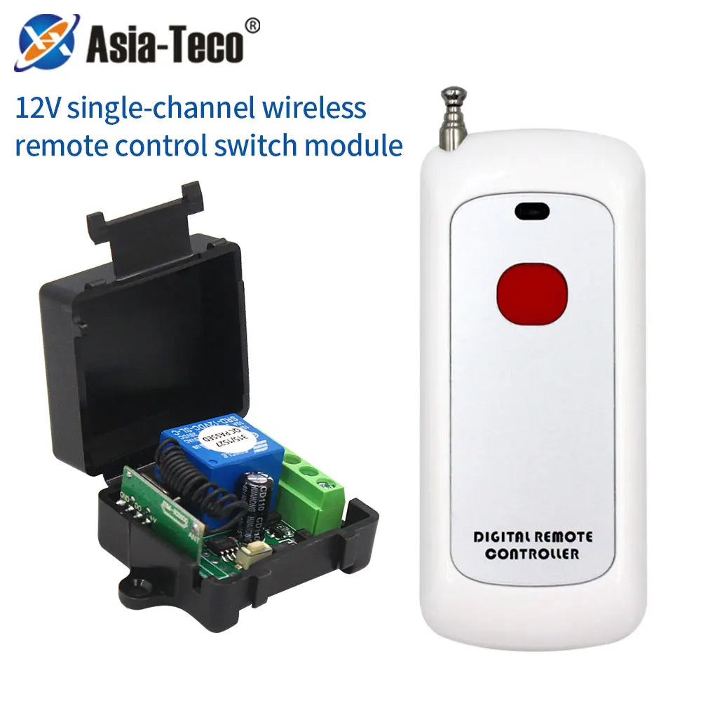 Universal 10A DC12V Wireless Remote Control Switch Relay Receiver Module 433Mhz RF Transmitter for Electric Motor Gate Control Vue