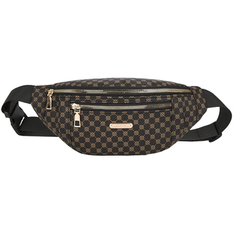 Daily Slim Retro Pattern Rider Waist Fanny Multi Compartment Vue BJ798 --brown