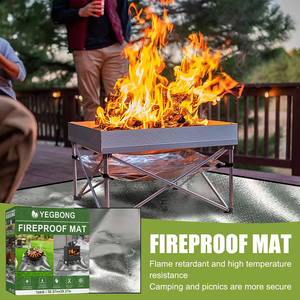 Large Fire Pit Mat 100x100cm | Heat Resistant Grill Base Pad Fire Pit Mat Vue