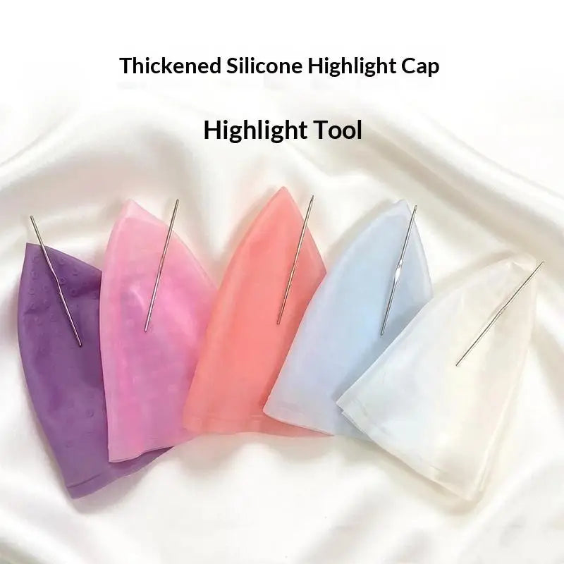 Silicone Hair Dye Cap With Hook Needle Professional Barber Frosting Highlight Coloring Hat Salon Hair Bleaching Styling Tool Vue