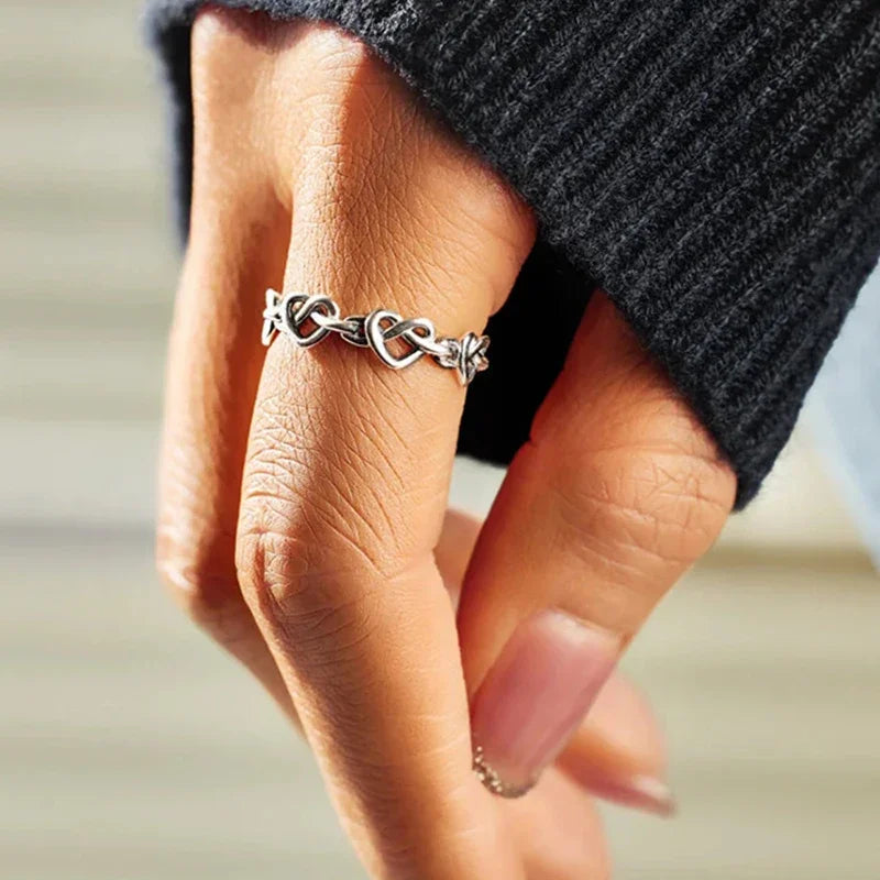 Huitan Hollow Heart Ring for Women | Dainty Brass Fashion Ring Fashion Ring Vue
